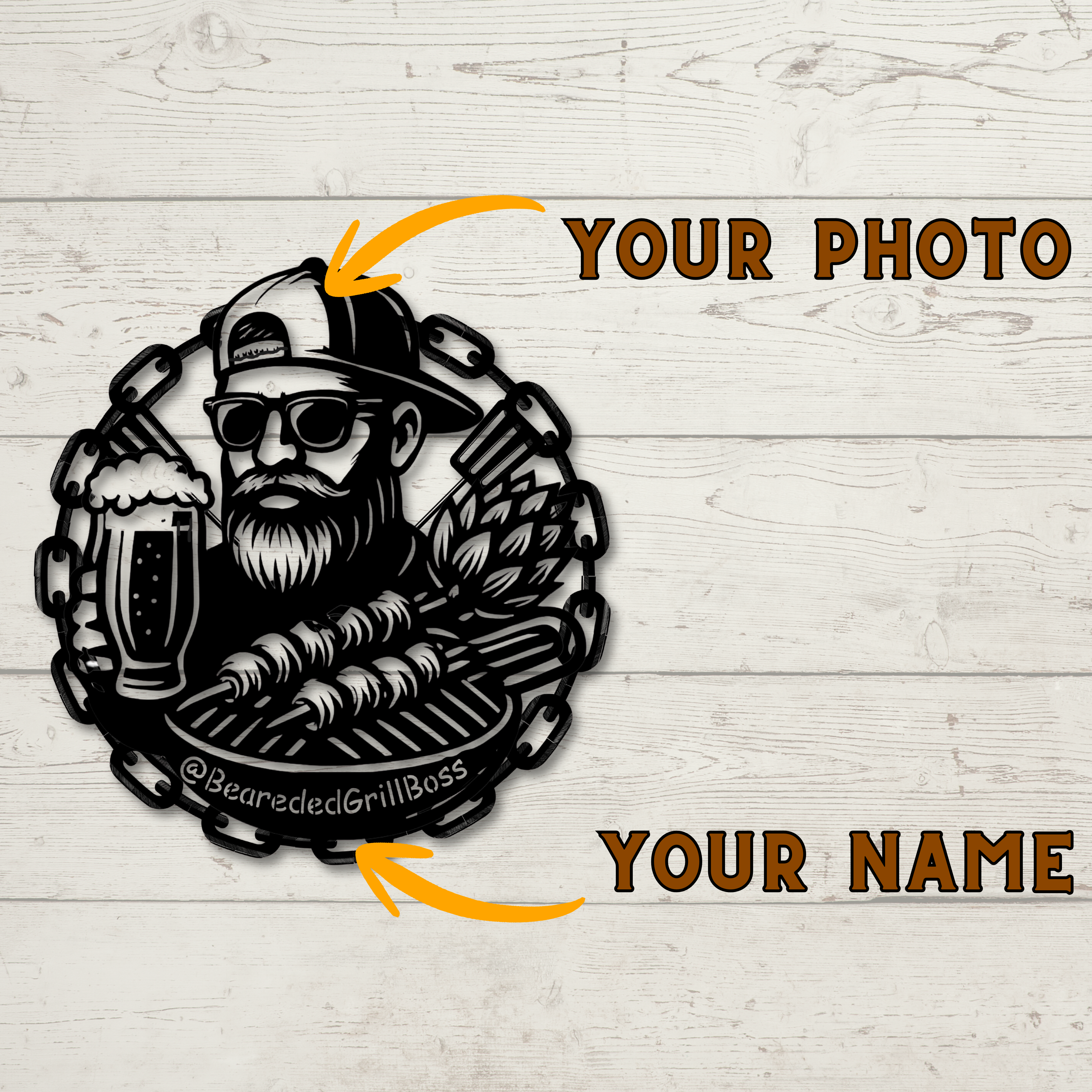 Custom Business Logo Metal Wall Sign – Personalized Steel Logo Sign for Bakery, BBQ, Coffee Shop & Wine Bar