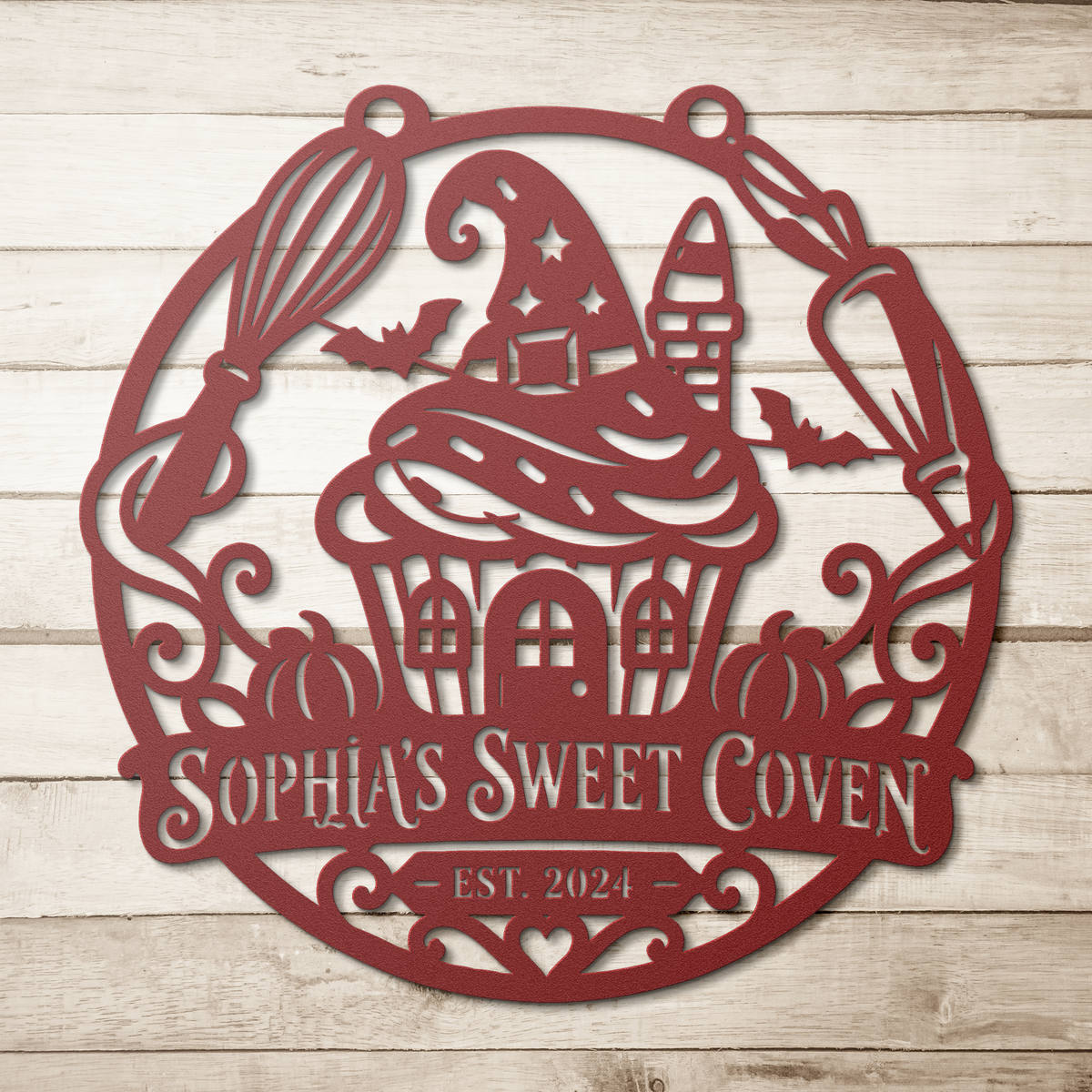Personalized_Sweet_Coven_Halloween_Metal_Red_Simple_Wood_BKGD_Mockup.png_16155160