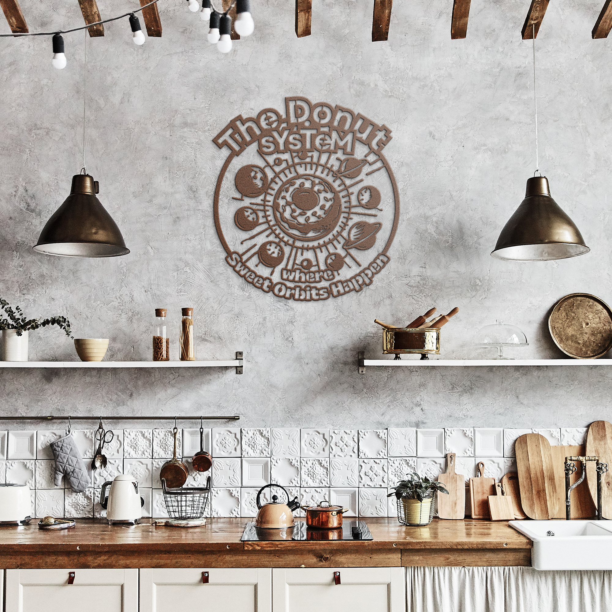 The Donut System Metal Wall Sign | Bakery & Dessert Shop Decor