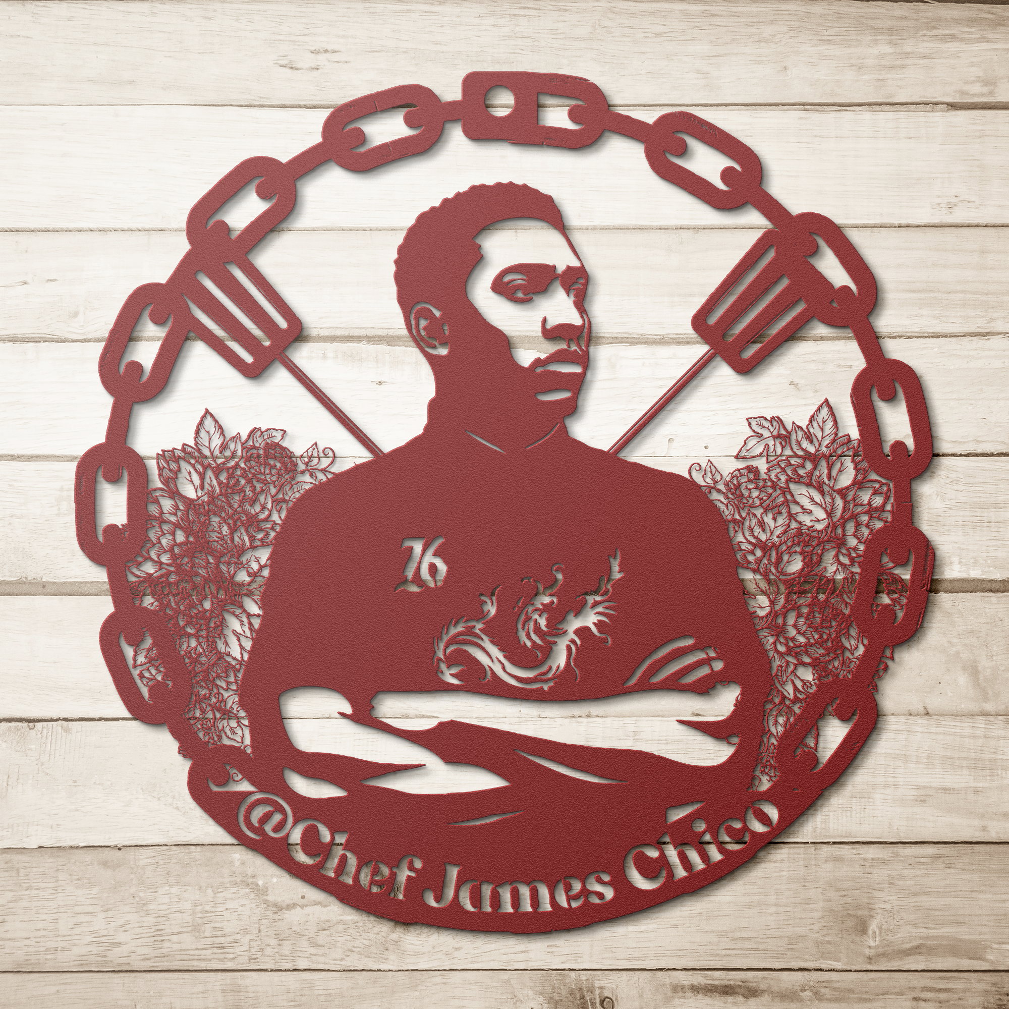 Personalized Chef Portrait Kitchen Metal Sign – Custom Kitchen Wall Emblem