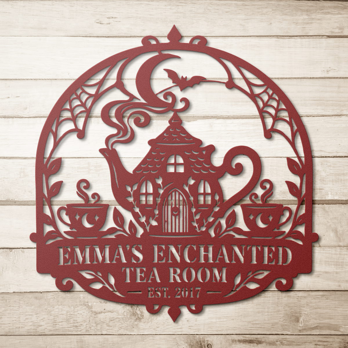 Personalized_Enchanted_Tea_Room_Metal_Wa_Red_Simple_Wood_BKGD_Mockup.png_16178402