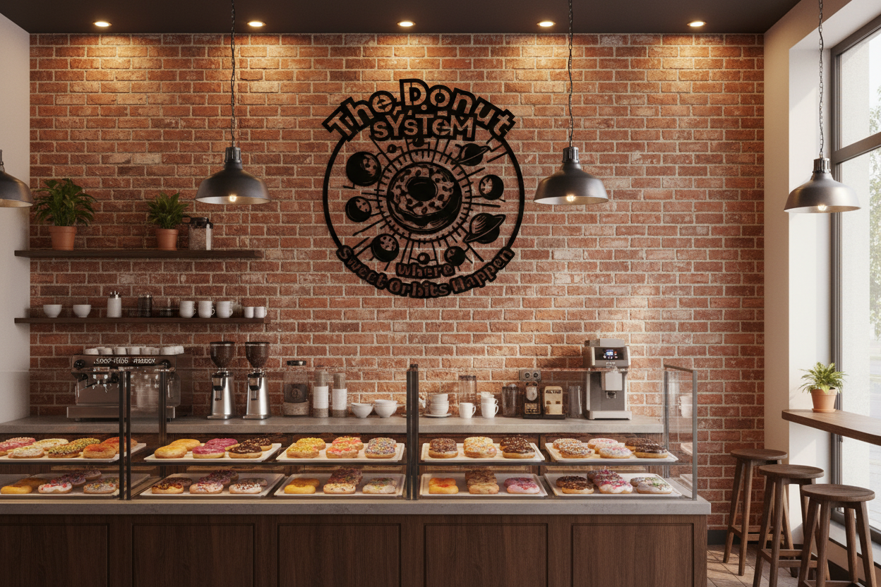 The Donut System Metal Wall Sign | Bakery & Dessert Shop Decor
