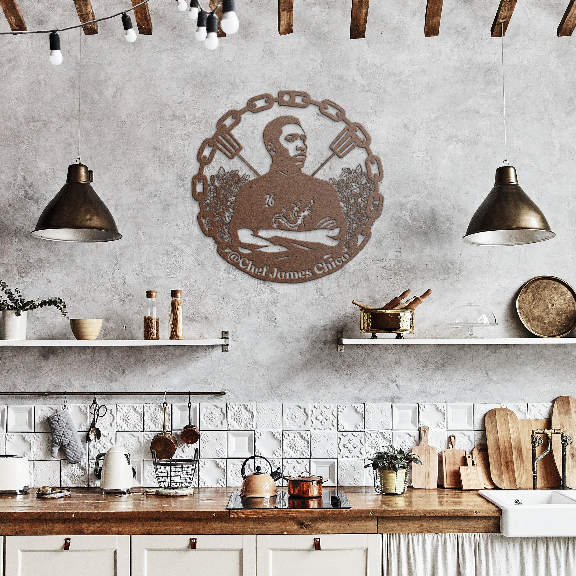 Personalized Chef Portrait Kitchen Metal Sign – Custom Kitchen Wall Emblem
